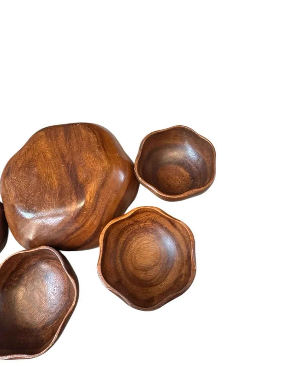 Vintage 5 Piece Monkey Pod Wood Salad Set Made In Philippines Retro Mid Century